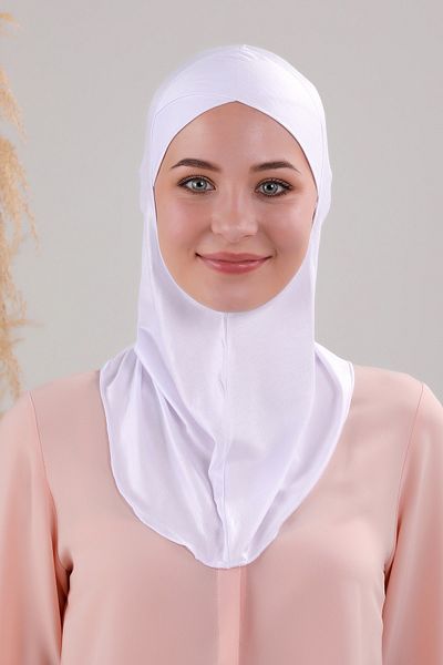 Melodi Scarf Hijab Hijab Cross Sea Pool Sports Neck Collar Combed Bonnet White