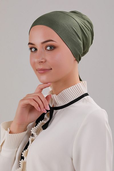 Melodi Scarf Hijab Lace-Up Viscose Lycra Bonnet Khaki