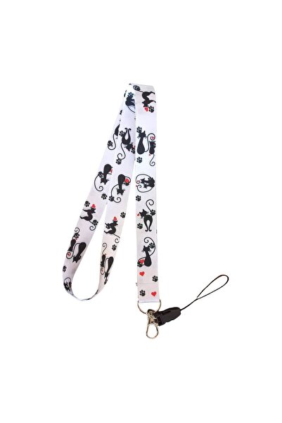 DODO BONE حبل تعليق البطاقات، حبل تعليق الياقة، حزام الرقبة - 2 سم حب القطط