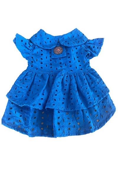 Bi Dolap Ponçik Blue Scallop Fabric Cat Dog Clothes & Dress