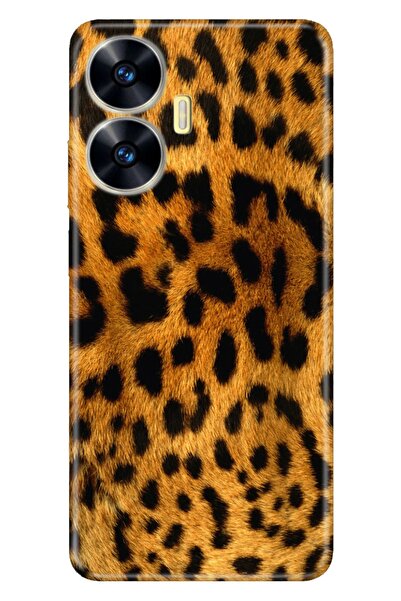realme C55 Kılıf Silikon Desenli Resimli UV Kapak Leopar Kürk