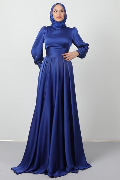 Giza Giyim Rochie de seara din satin plisata in talie Saks