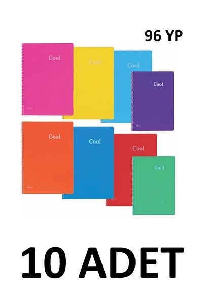 KESKİN COLOR 10 bucăți A4 Cool Spiral 96 coli Caiet cu rigle