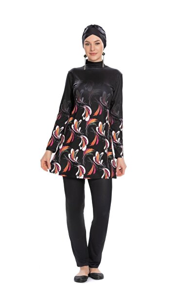 Starinci Mayo Лікра з капюшоном - Чорний купальник, нижня частина з листяним ...