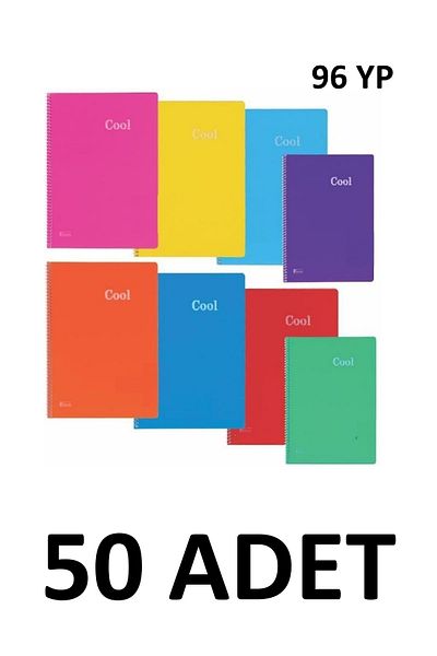 KESKİN COLOR 50 Pieces A4 Cool Spiral 96 Sheets Lined Notebook