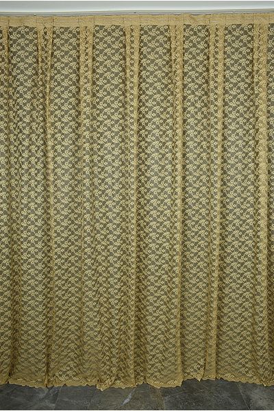 AKÇA TEKSTİL FLOWER MODEL GOLD COLOR SINGLE WING Ready planted Pleated Background Curtain 300*260 cm