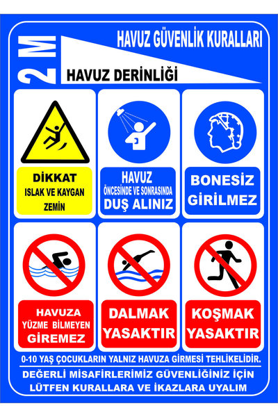 vizyon trafik HAVUZ GÜVENLİK KURALLARI 15X21 cm Sticker