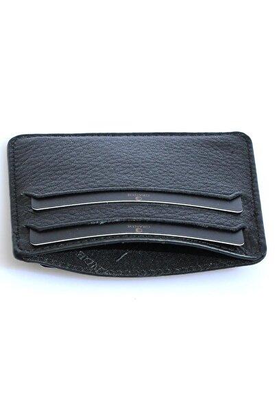 Grande Θήκη κάρτας 530 εκατό τοις εκατό από γνήσιο δέρμα ΜΑΥΡΟ