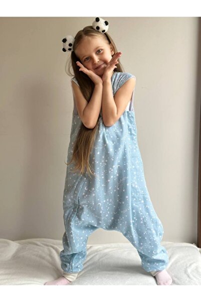 MAMARADUGA Çocuk Müslin Baharlık Uyku Tulumu Nil Yeşili Yıldız (Özel Seri)