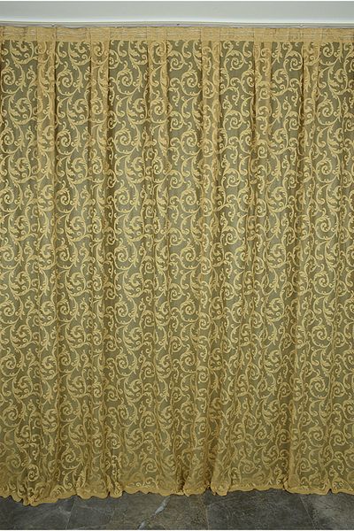AKÇA TEKSTİL SULTAN 2 MODEL GOLD COLOR SINGLE WING Ready planted Pleated Background Curtain 300*260 cm
