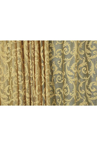 AKÇA TEKSTİL SULTAN 2 MODEL GOLD COLOR SINGLE WING Ready planted Pleated Background Curtain 300*260 cm
