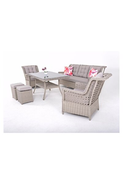 Gardenya Bahçe Lusso 3'lü El Örgüsü Rattan Bahçe Balkon Ve Teras Mobilya Takı...