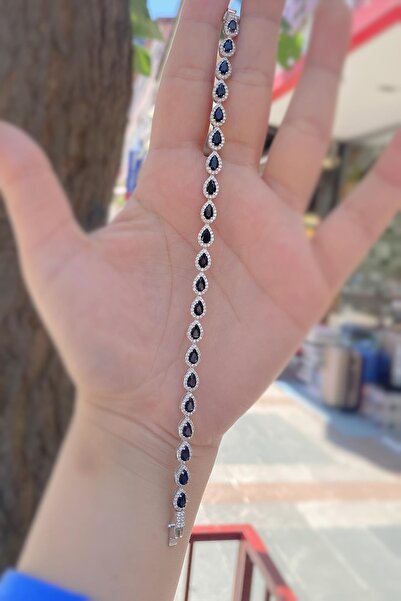 Erer Gümüş Gümüş siyah damla taşlı bileklik pr2523sd