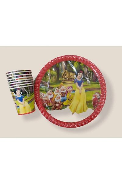 aşkın concept Snow White Plate Cup 8Pcs Snow White Birthday Party
