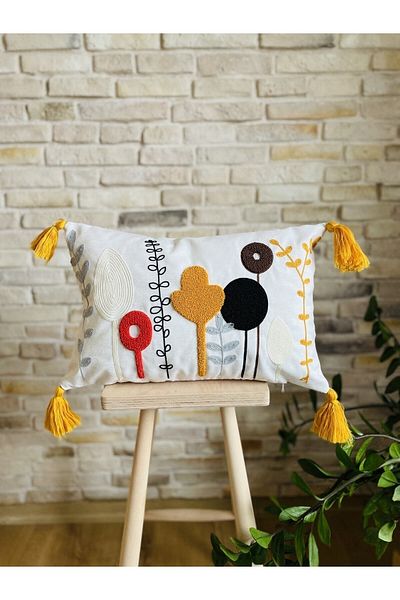 SWITA Single Decorative Punch Embroidered Design Throw Pillow Cover