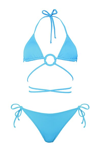 Transacoustic Τυρκουάζ Ειδικό Δαχτυλίδι Σταυρωτό Δέσιμο Μπικίνι - Τρίγωνο Βρα...