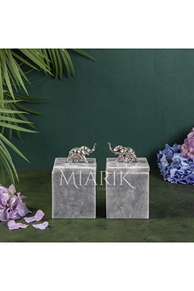 MIARIK DESIGN & DEKORASYON DEKORATİF GRI MERMER AKSESUAR DETAYLI KARE BAHARAT...