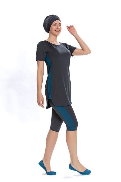 Starinci Mayo Ημι-καλυμμένο μαγιό Hijab Lycra Sports Design Anthracite
