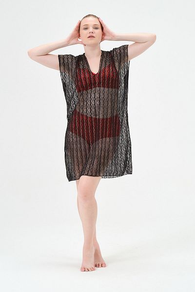 vawensea Women's Shiny Transparent Pareo Striped Glitter
