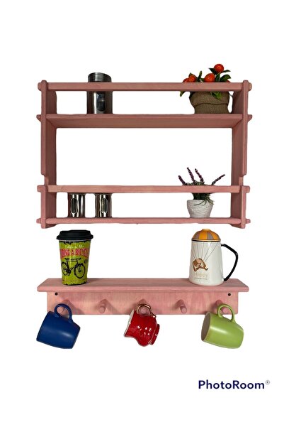 RealWood Ahşap Askılı Duvar Rafı Ve Montessori Kitaplık, Mutfak Ve Banyo Rafı 3'lü