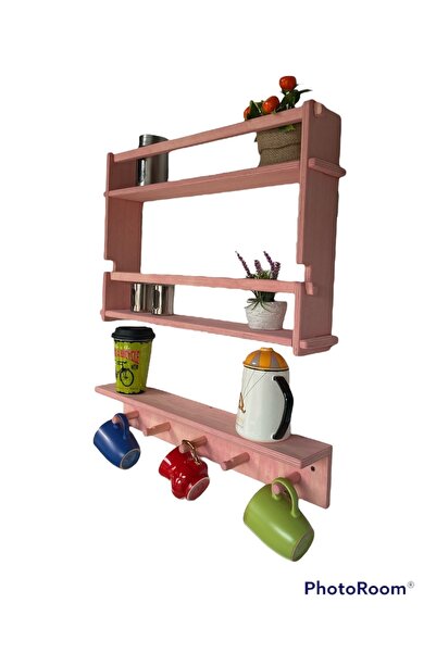 RealWood Ahşap Askılı Duvar Rafı Ve Montessori Kitaplık, Mutfak Ve Banyo Rafı 3'lü