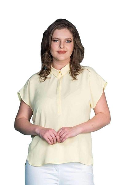 Hanezza Plus Size Women's Blouse - Polo Neck Half Sleeve with Stylish Design and Jesica Fabric