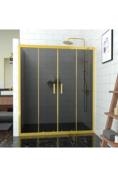 TEKNO DUŞ DUŞAKABİN TEKNE VE KÜVET SİSTEMLERİ GOLD CASTOR 6mm Füme Cam Orta A...