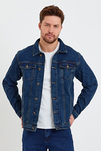 İMPOSİNG Ανδρικό κλασικό μπλε τζιν παλτό Crix Regular Fit 100% βαμβακερό