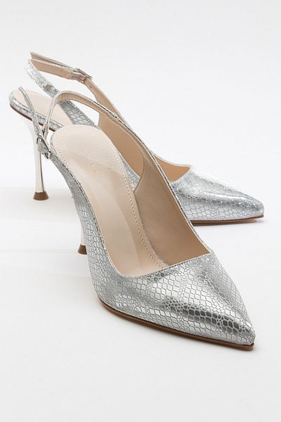 LuviShoes Dámské boty na podpatku se stříbrným vzorem ORFO