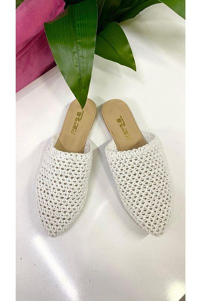 PUNTO 335111 Straw Knitted Flat Sole Slippers