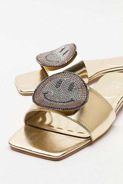 LuviShoes Papuci de damă YAVN Gold Stone