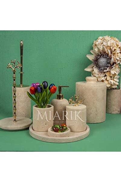 MIARIK DESIGN & DEKORASYON DEKORATİF TRAVERTEN MERMER MERCAN DETAYLI 8 Lİ BAN...