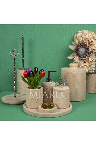 MIARIK DESIGN & DEKORASYON DEKORATİF TRAVERTEN MERMER MERCAN DETAYLI 8 Lİ BAN...