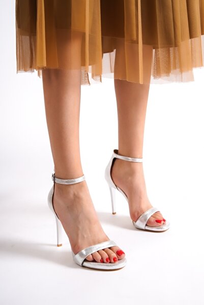 Modabuymus Pantofi de seară de damă argintii lame cu toc subtire pantofi de seară Pirlx