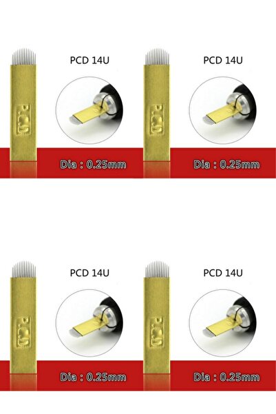 iğnem 14-контактний золотий жовтий Pcd Microblading голка, набір з 4 штук