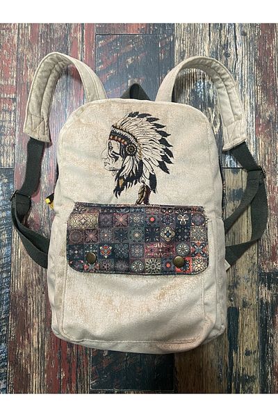 Street Bag Σακίδιο πλάτης με κέντημα ινδιάνων Ethnic Αυθεντικό Bohemian Daily Travel Backpack