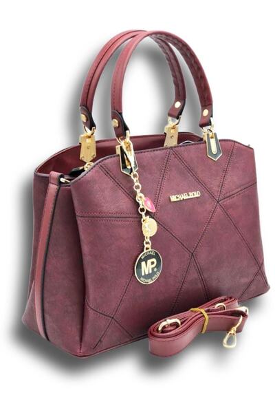 mıchael polo Women's Hand and Shoulder Bag 5 Compartments Claret Red