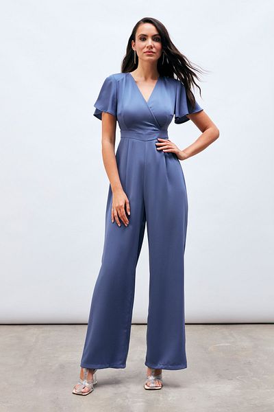 Sateen Loose Jumpsuit with Fly Sleeve Detail - LILA