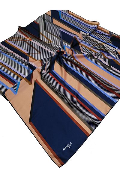 Armine Sport Twill (tivil) Κασκόλ-σκούρο μπλε-μουσταρδί-μπεζ-μπλε