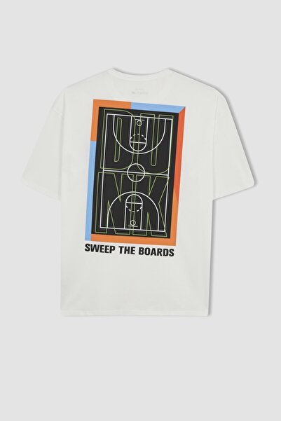 DeFacto Fit Oversize Fit Crew Neck Back Printed Short Sleeve T-Shirt A7053ax23hs