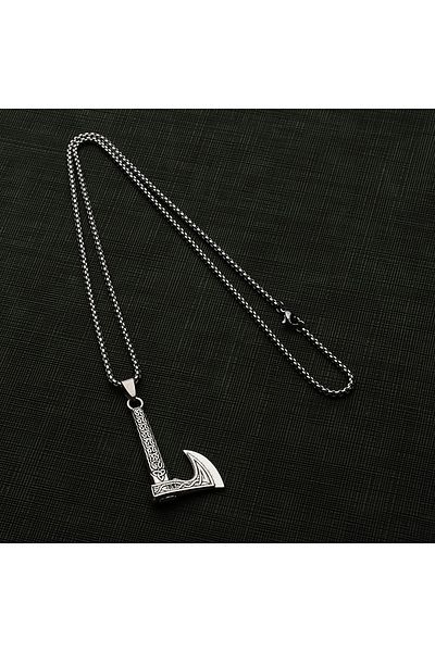Viking Nordic Nordik Triquetra Steel Necklace, Stainless Gray