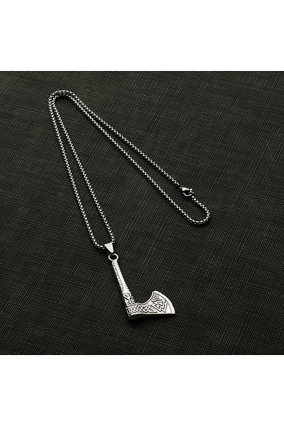 Viking Valknut Aelghiz Figured Steel Necklace