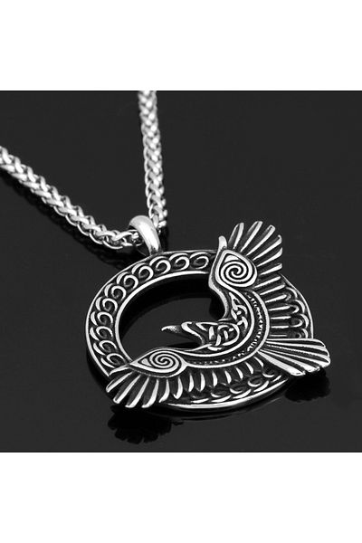 Viking Odin's Raven Huginn Viking Scandinavian Mythology 316L Necklace