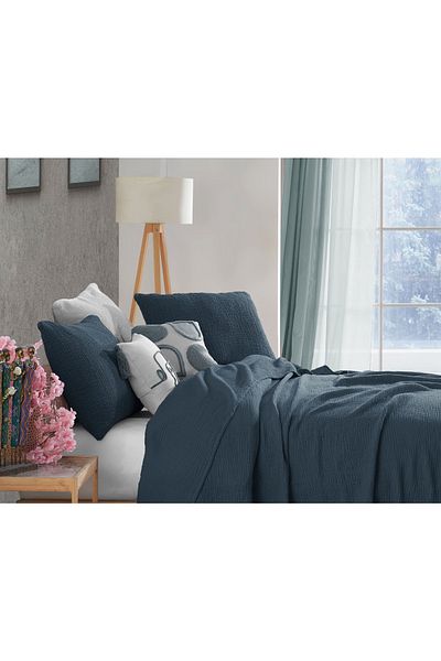 destinyhometex Royal Blue 4 straturi Multi Muslin 100% bumbac Xl Single fără franjuri 180 X 240cm
