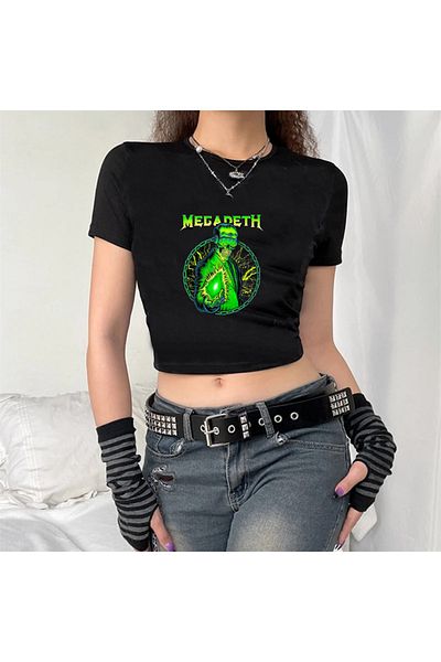Touz Megadeth Printed Black Crop - Blunt Blunt Rock Series