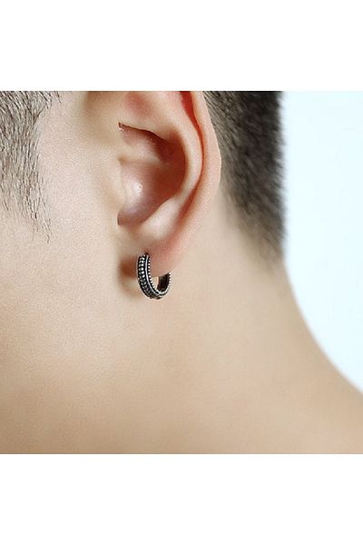 Viking Serrated Classic Sports Model Hoop Stainless 316L Steel Unisex Earring