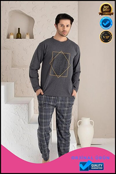 OverPazar Hosszú ujjú férfi pizsama szett Luxus férfi pizsama szett