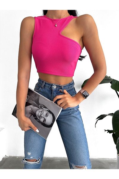 alenmoda Μπροστινή ασύμμετρη γυναικεία μπλούζα από οθωμανικό ύφασμα
