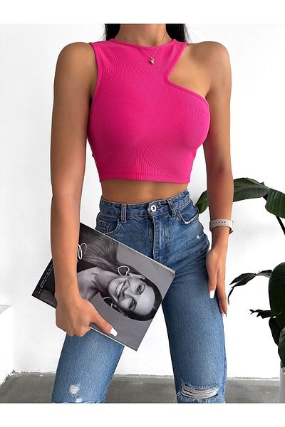 alenmoda Μπροστινή ασύμμετρη γυναικεία μπλούζα από οθωμανικό ύφασμα