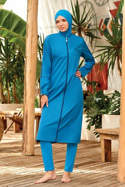 Remsa Mayo Μακρύ Ολόσωμο Καλυμμένο Μαγιό Hijab Aletha 1314 Petrol Remsa Swimsuit